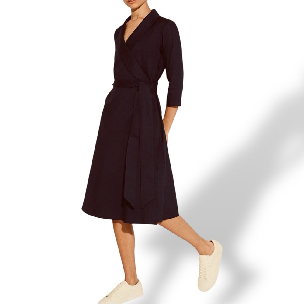 Misha Nonoo The Aegean Linen Cotton Wrap Dress Black Size 6